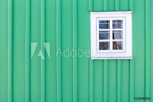 Picture of The old window of old wooden house Background of wooden walls